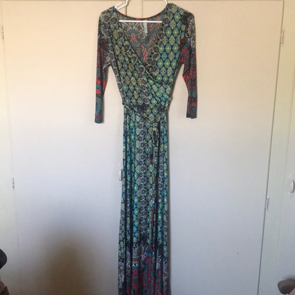 Tua Print Faux-Wrap Maxi Dress